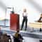 Executive Rolling Wood Podium Stand With Storage Shelves Ergonomic Lectern Top 6