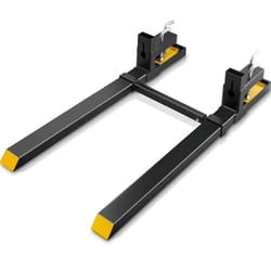 heavy duty 4000 lb clamp-on pallet forks with adjustable stabilizer bar for tractors & loaders