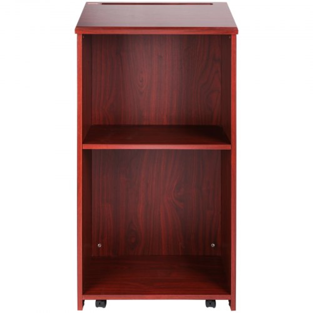 Executive Rolling Wood Podium Stand With Storage Shelves Ergonomic Lectern Top 9