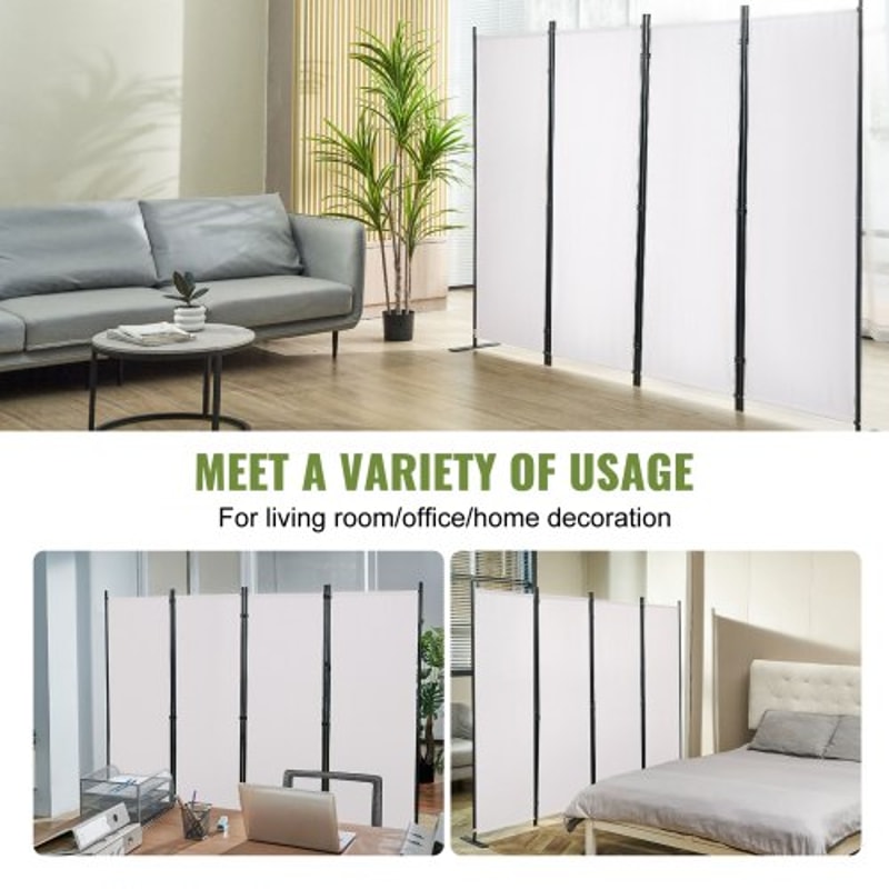 5.6 ft Folding Room Divider – 4-Panel Privacy Screen for Office & Bedroom