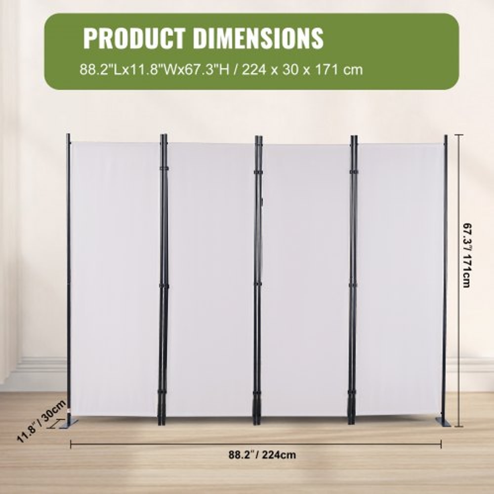 5.6 ft Folding Room Divider – 4-Panel Privacy Screen for Office & Bedroom