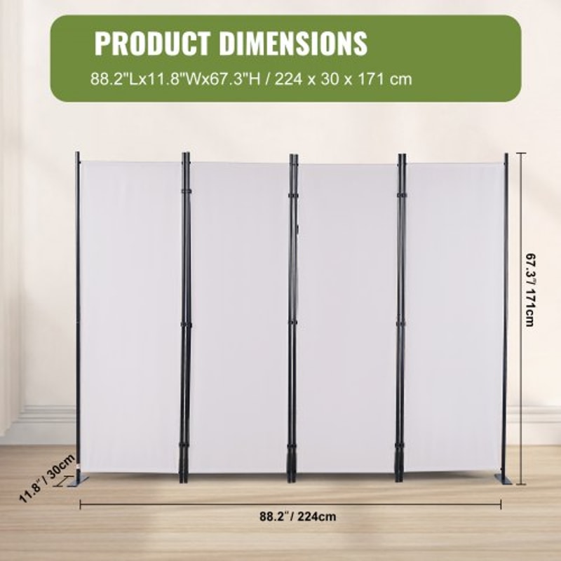 5.6 ft Folding Room Divider – 4-Panel Privacy Screen for Office & Bedroom
