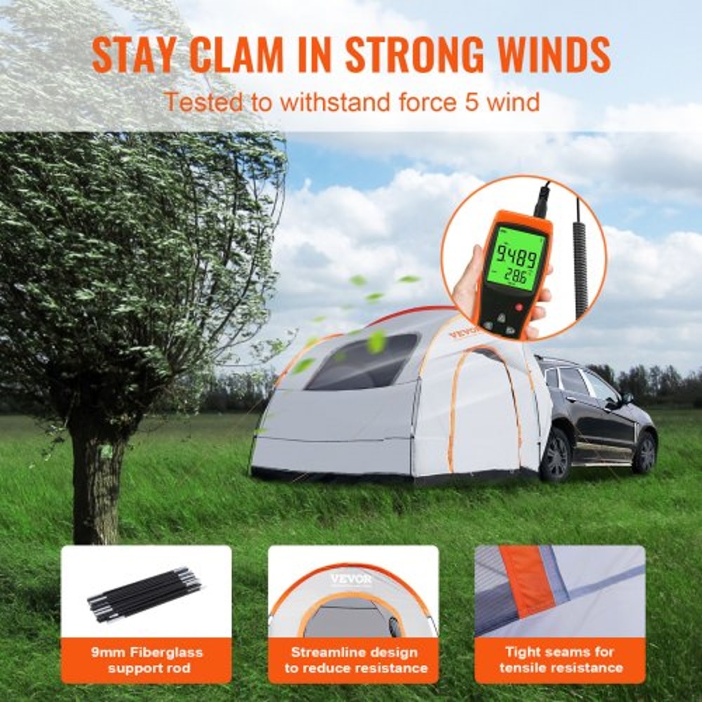SUV Camping Tent for 6-8 People, Waterproof SUV Tent Attachment with Rainfly