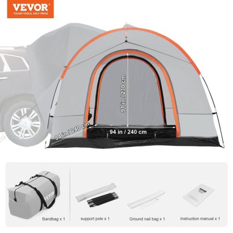 SUV Camping Tent for 6-8 People, Waterproof SUV Tent Attachment with Rainfly