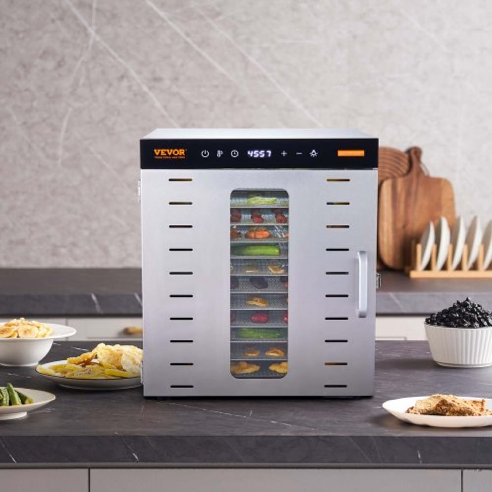 10-Tray Stainless Steel Food Dehydrator Machine with Digital Timer & Temperature Control