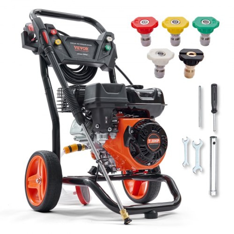 3400 PSI Gas Pressure Washer With Aluminum Pump 5 Nozzles For Driveways Cars Patios 0