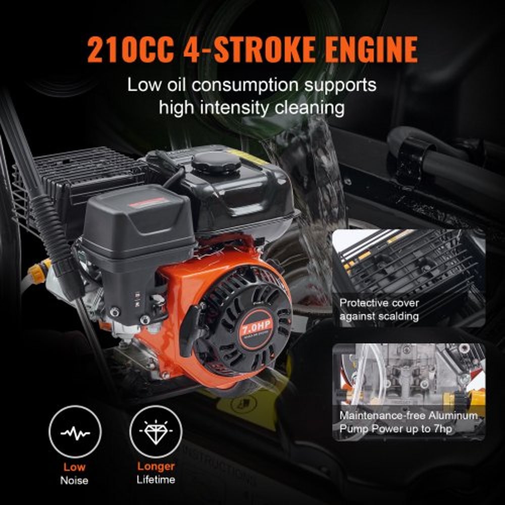 3400 PSI Gas Pressure Washer With Aluminum Pump 5 Nozzles For Driveways Cars Patios 2