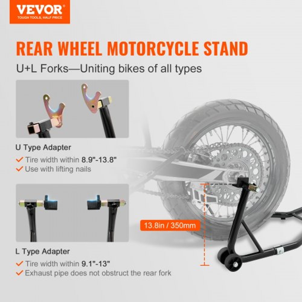 Heavy Duty Motorcycle Rear Wheel Stand With U L Forks Lift Jack 1