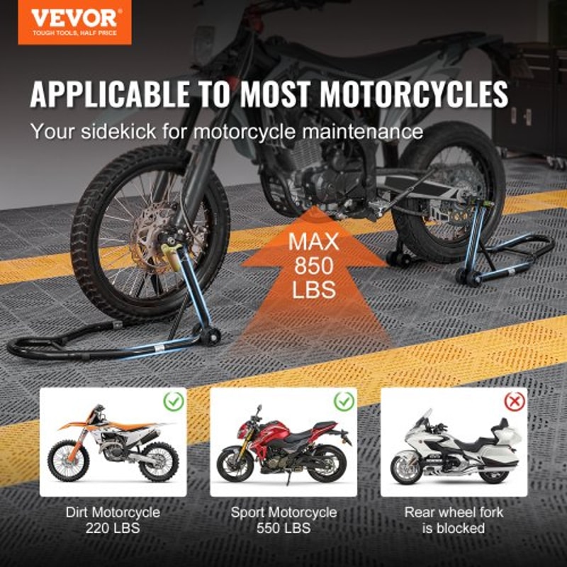 850LB Universal Motorcycle Paddock Stand Combo Front & Rear Wheel Lift Stand
