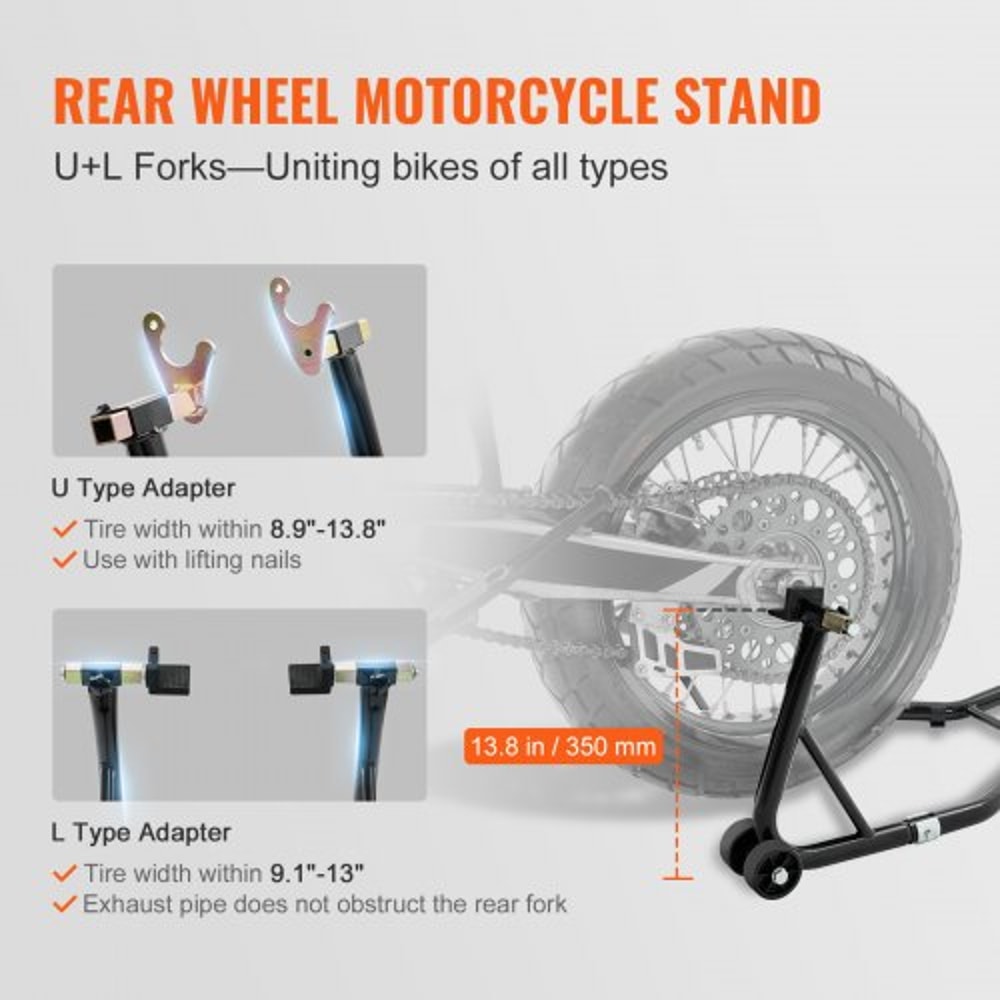 850LB Universal Motorcycle Paddock Stand Combo Front & Rear Wheel Lift Stand