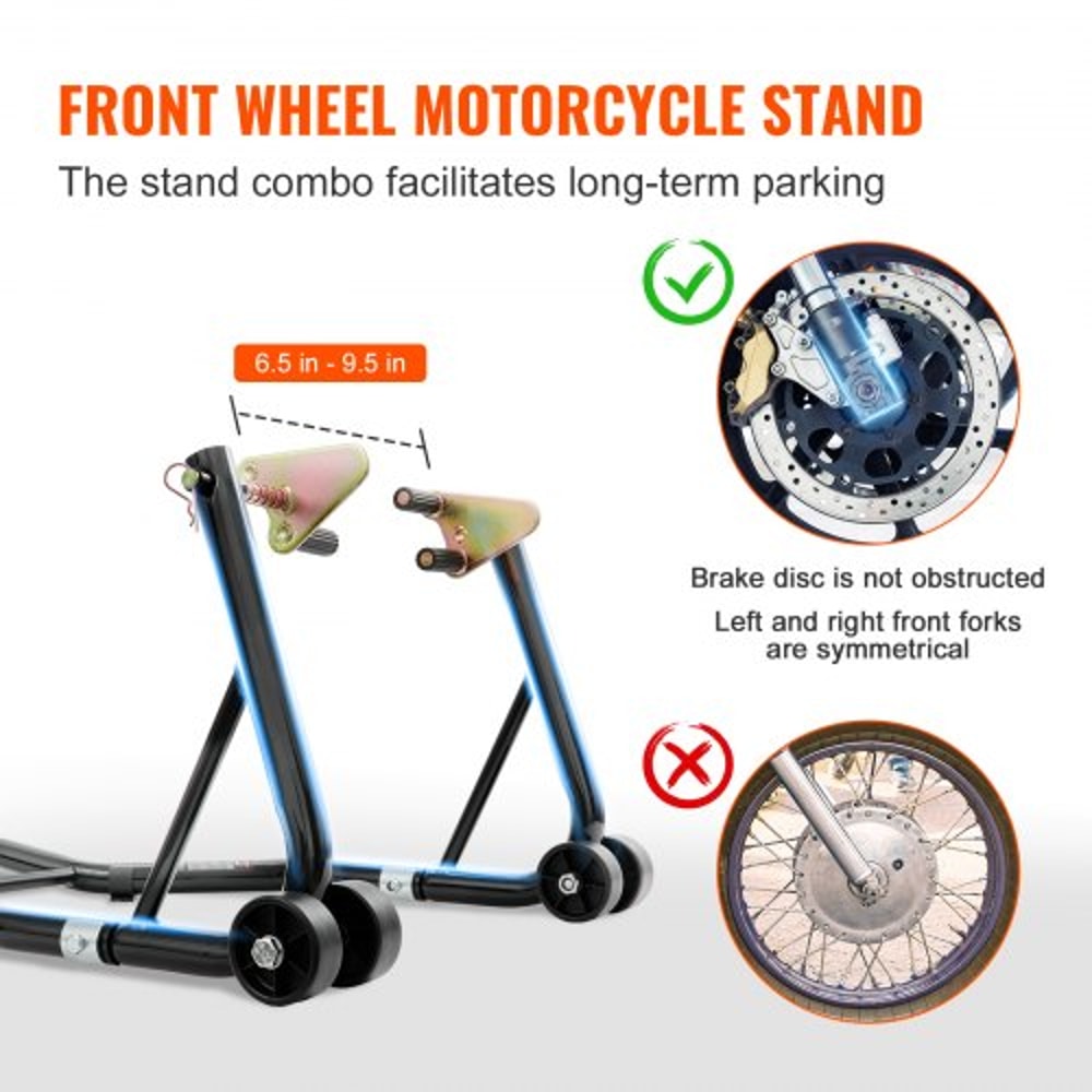 850LB Universal Motorcycle Paddock Stand Combo Front & Rear Wheel Lift Stand