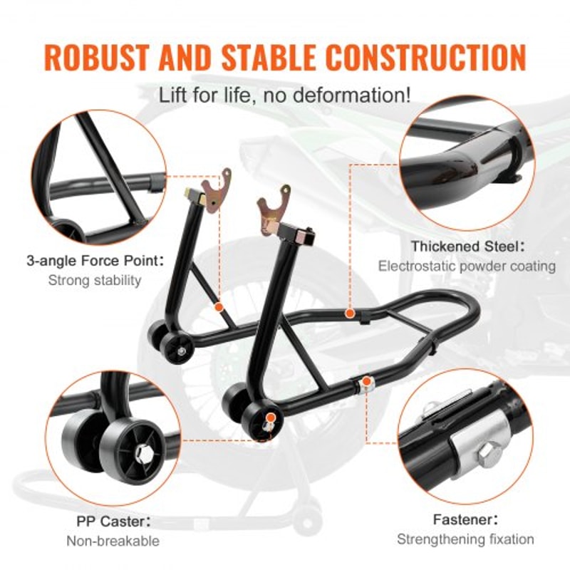 850LB Universal Motorcycle Paddock Stand Combo Front & Rear Wheel Lift Stand