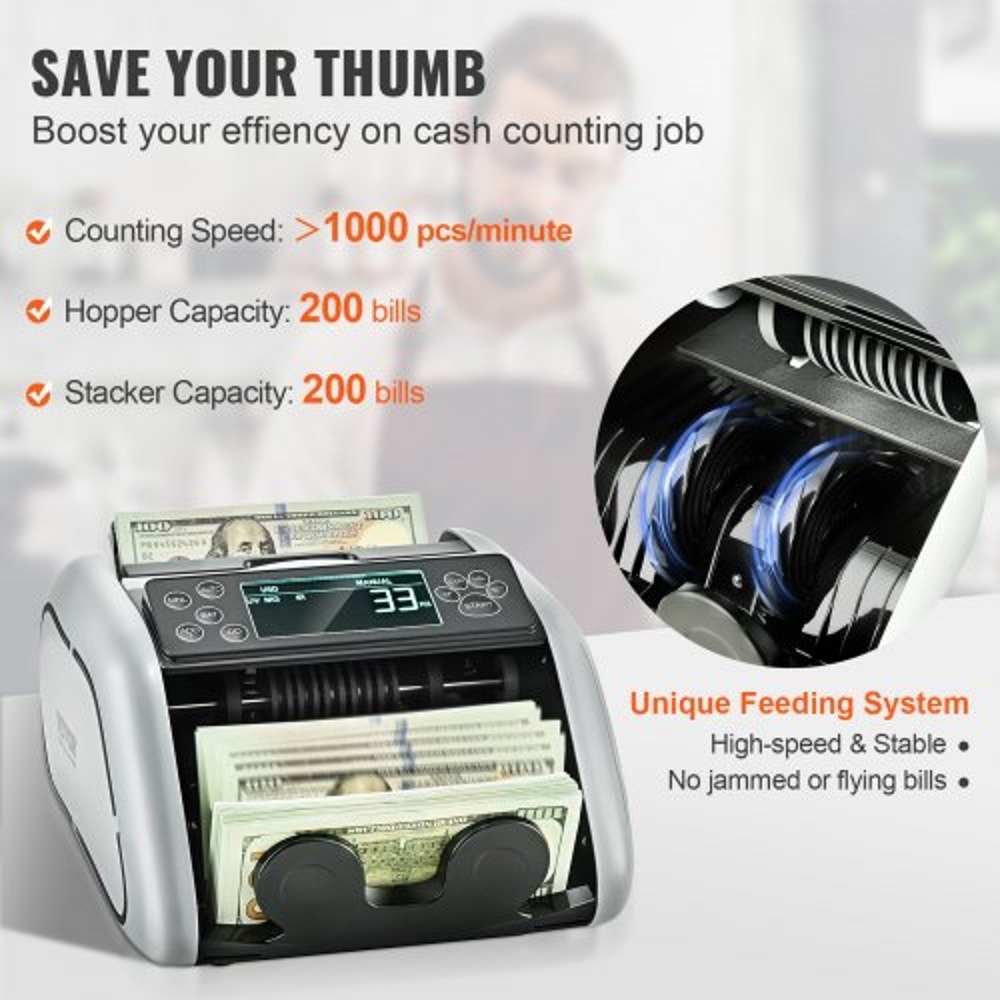 Smart Money Counter Machine With Counterfeit Detection Cash Counter For Small Business 3