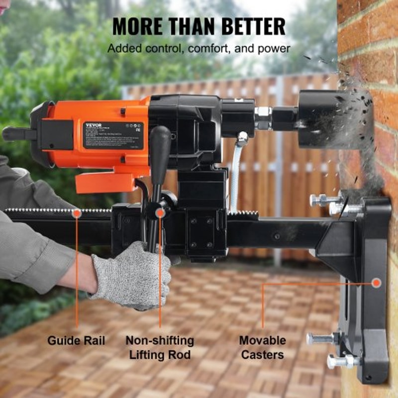 10Inch Diamond Core Drill Machine With Stand 2500W Wet Concrete Drilling Rig 5