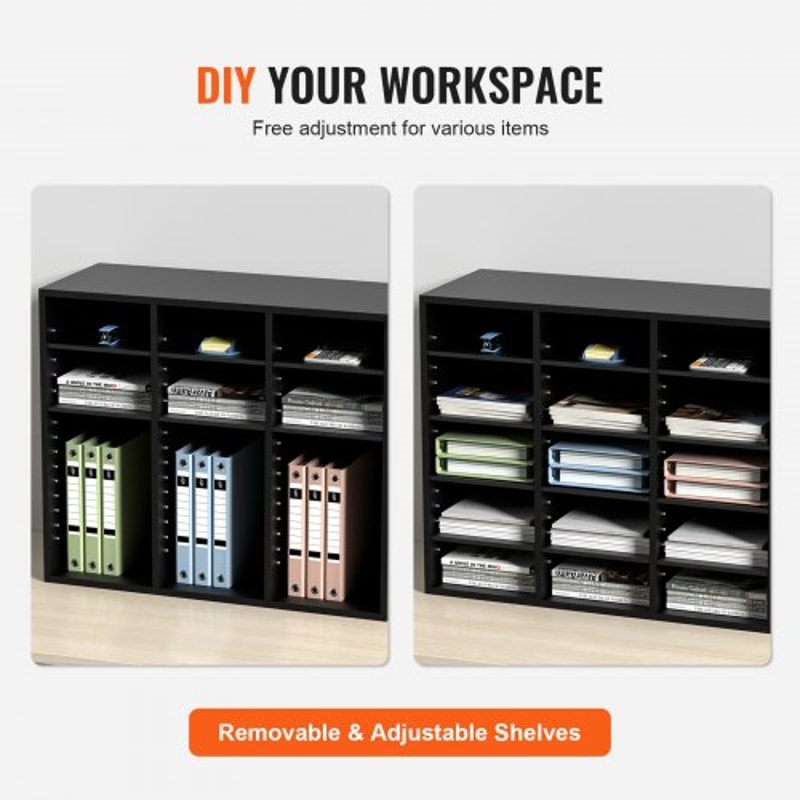 24Compartment Wood Literature Organizer With Adjustable Shelves For Office Classroom Mailroom Stor 4