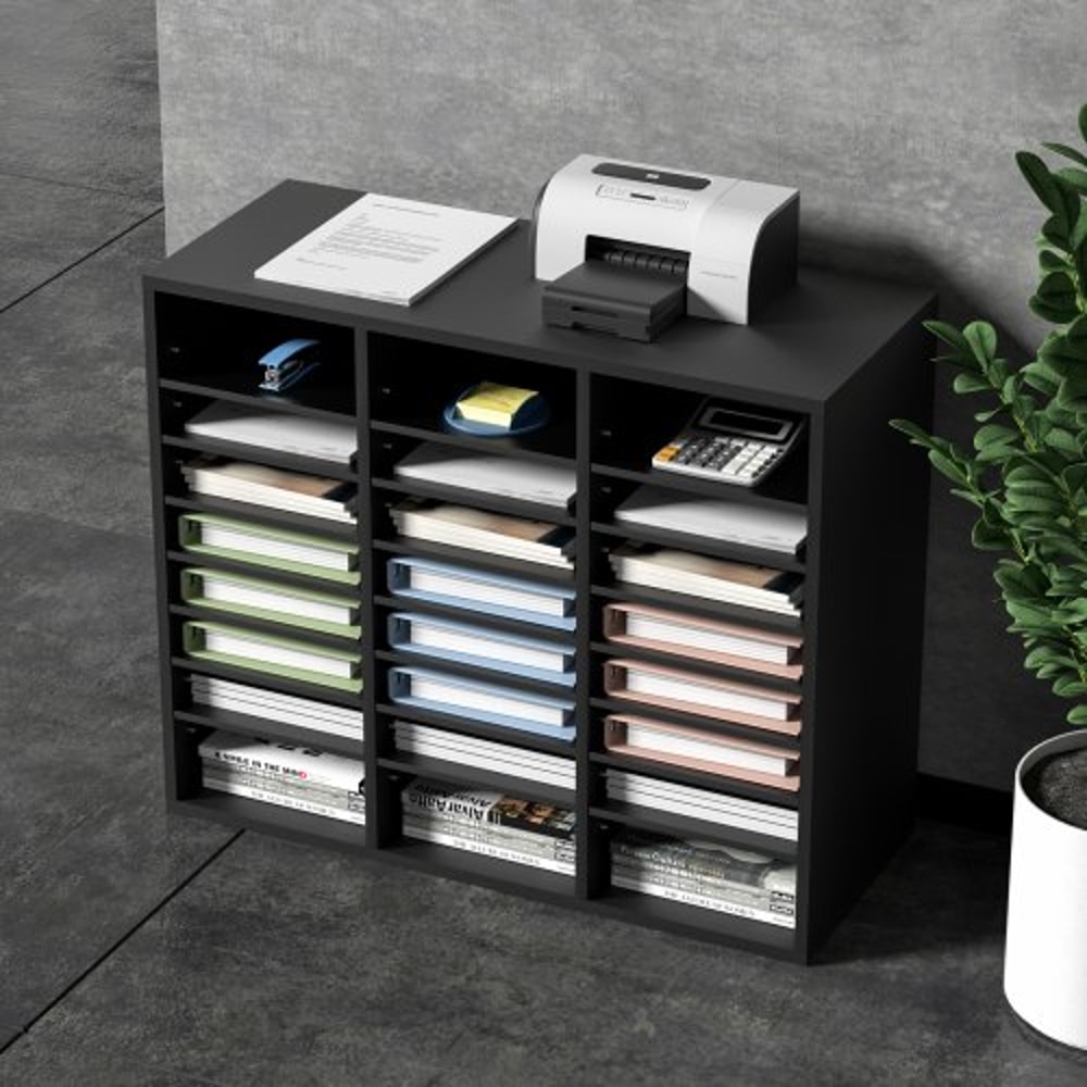24Compartment Wood Literature Organizer With Adjustable Shelves For Office Classroom Mailroom Stor 5