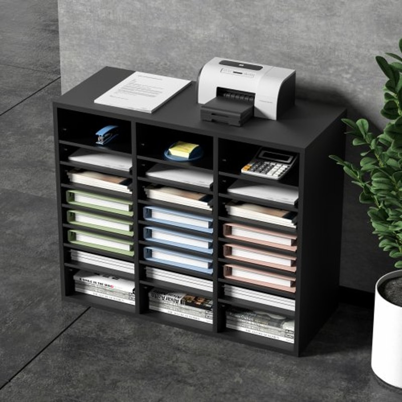 24Compartment Wood Literature Organizer With Adjustable Shelves For Office Classroom Mailroom Stor 5