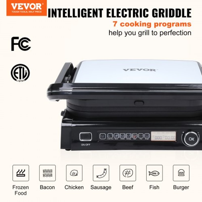 Commercial Stainless Steel Electric Griddle & Indoor Countertop Grill