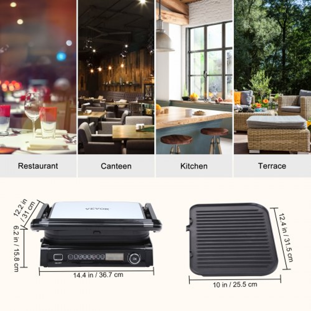 Commercial Stainless Steel Electric Griddle & Indoor Countertop Grill