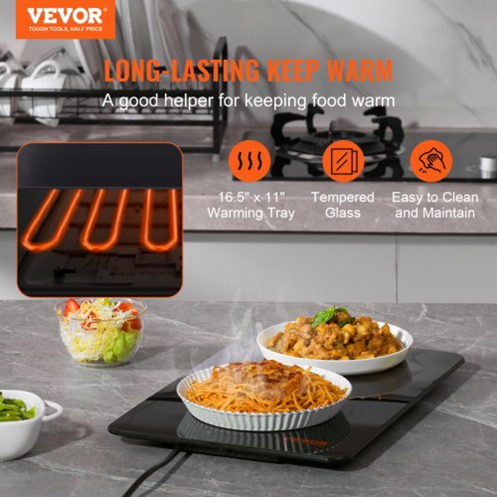 Electric Warming Tray 165 X 11 Portable Food Warmer With Tempered Glass Surface 1
