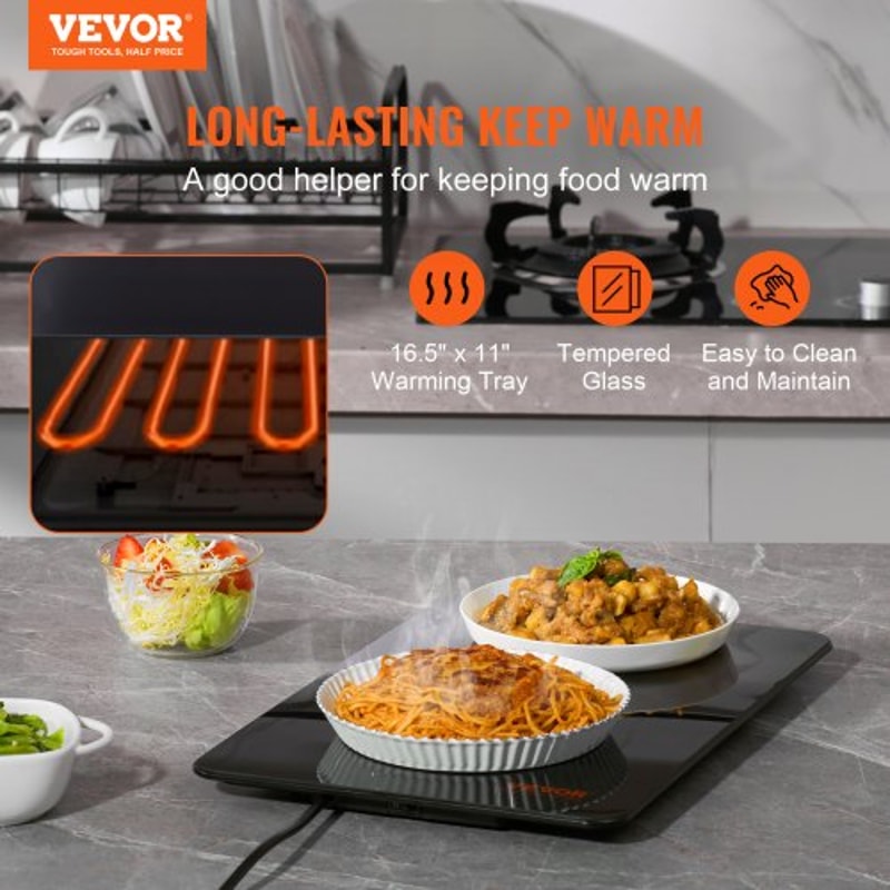 Electric Warming Tray 165 X 11 Portable Food Warmer With Tempered Glass Surface 1