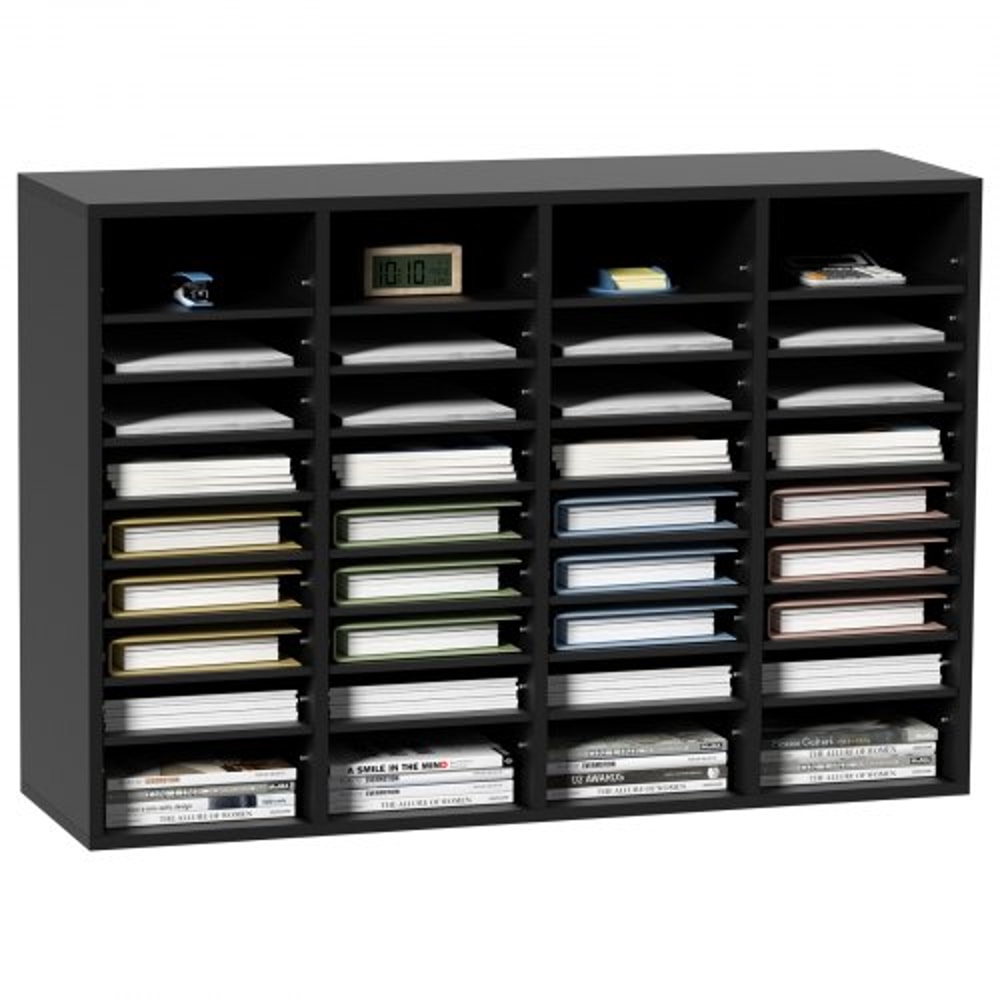 36Compartment Wood Literature Organizer Mail Sorter With Adjustable Shelves For Office And Classro 0