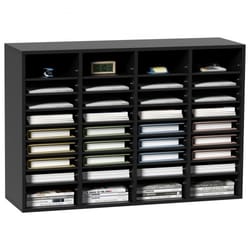 36-compartment wood literature organizer & mail sorter with adjustable shelves for office and classroom