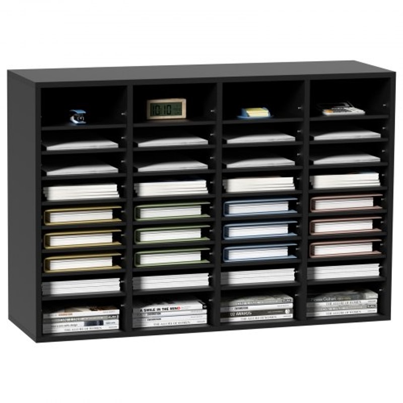 36Compartment Wood Literature Organizer Mail Sorter With Adjustable Shelves For Office And Classro 0