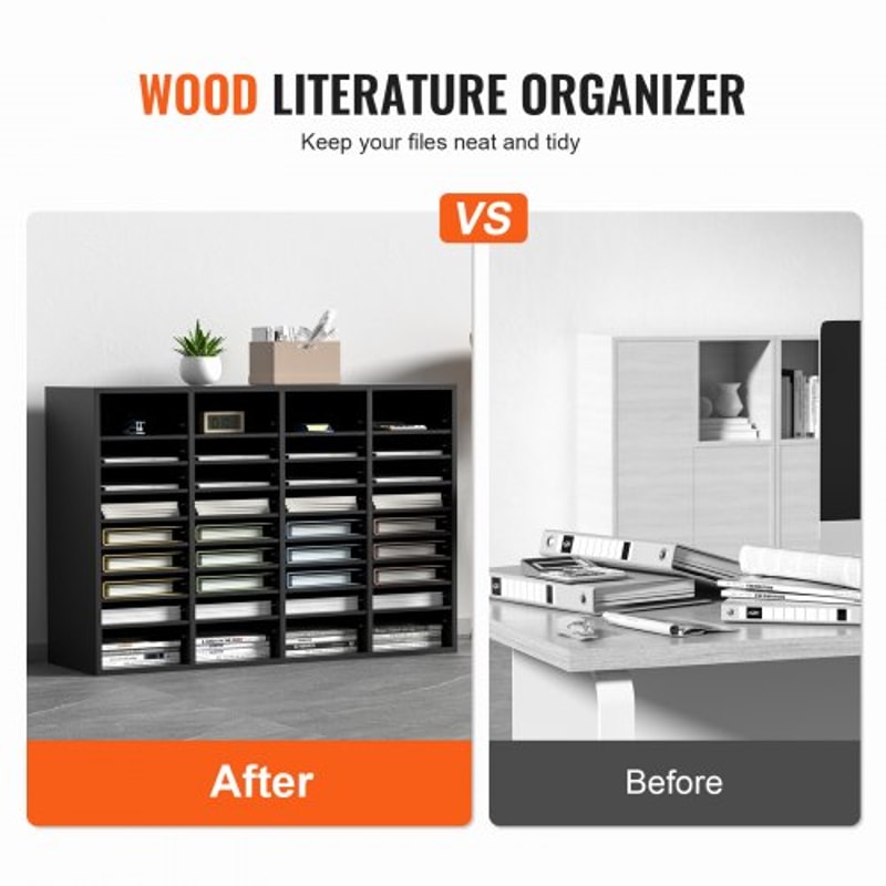 36Compartment Wood Literature Organizer Mail Sorter With Adjustable Shelves For Office And Classro 1