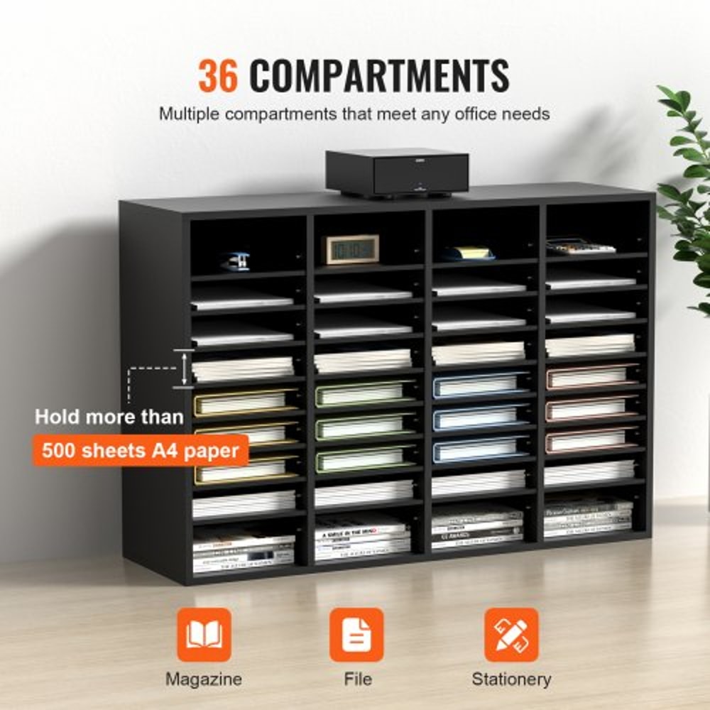 36Compartment Wood Literature Organizer Mail Sorter With Adjustable Shelves For Office And Classro 3