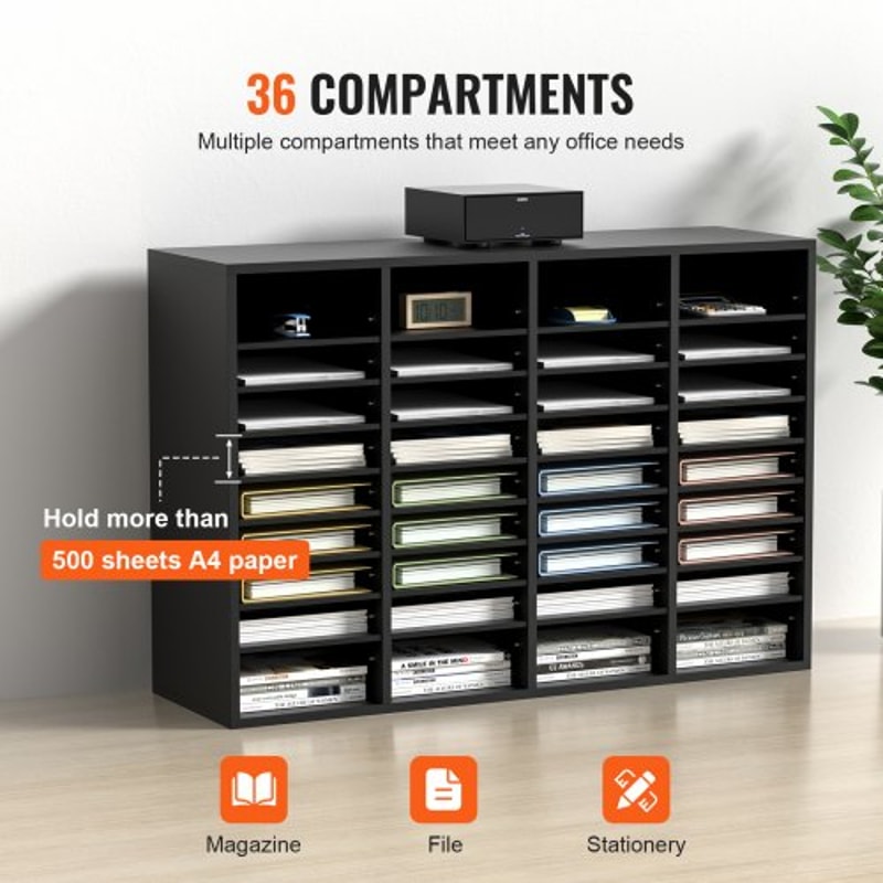 36Compartment Wood Literature Organizer Mail Sorter With Adjustable Shelves For Office And Classro 3