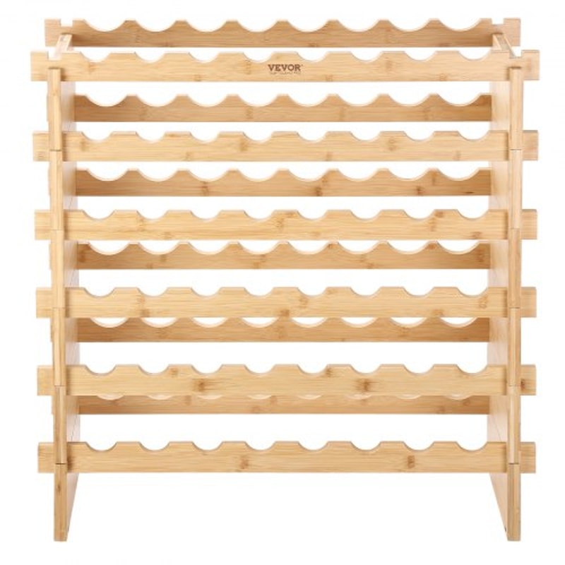 48Bottle Stackable Bamboo Wine Rack Freestanding 6Tier Wine Storage Display Shelf 7