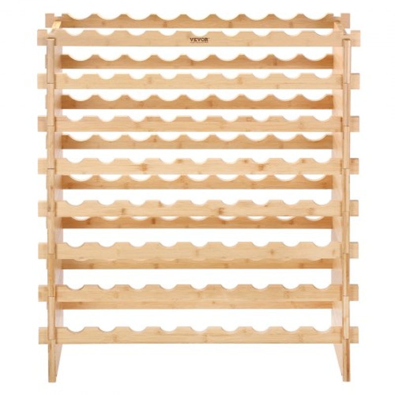 72-Bottle Bamboo Wine Rack Stackable Modular Display Shelf