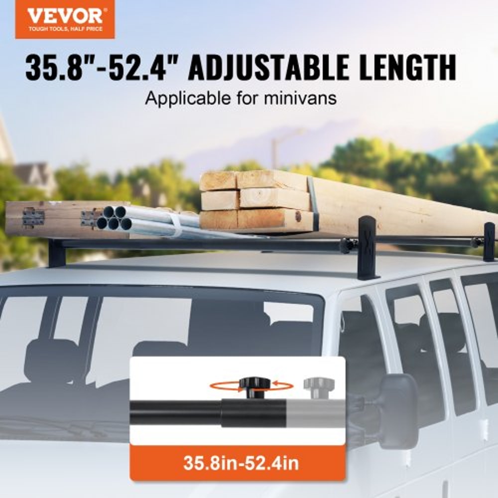 Heavy Duty Adjustable Van Roof Ladder Rack 500 Lbs Capacity Cross Bars 1