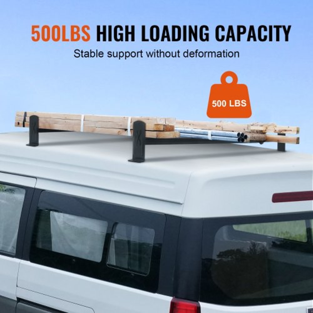Heavy Duty Adjustable Van Roof Ladder Rack 500 Lbs Capacity Cross Bars 3