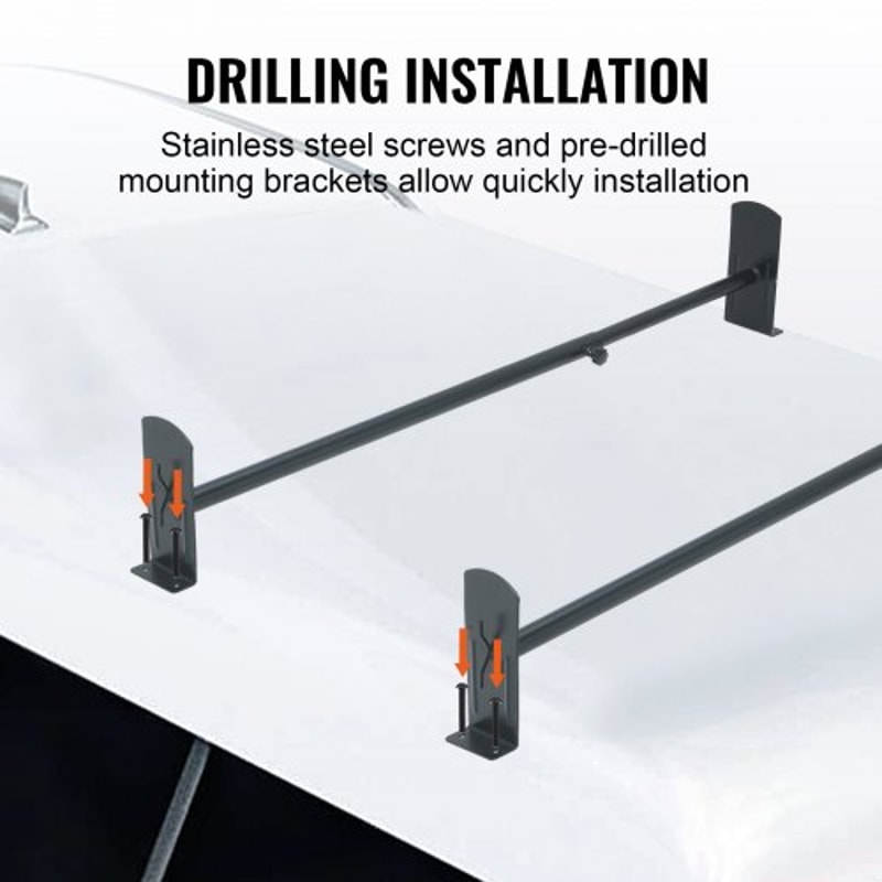 Heavy Duty Adjustable Van Roof Ladder Rack 500 Lbs Capacity Cross Bars 4