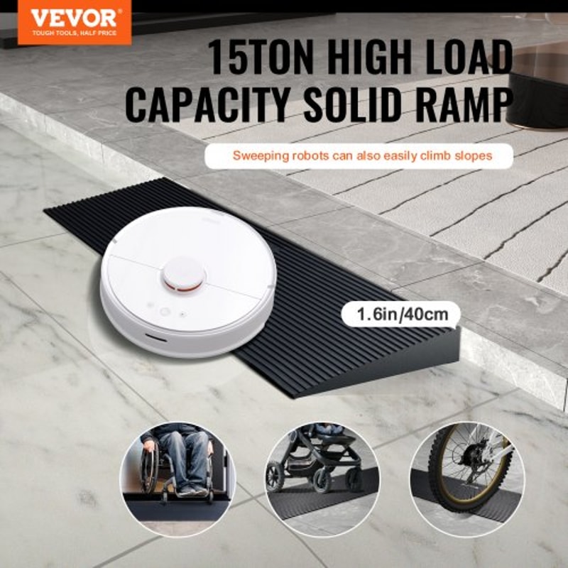 Natural Rubber Cuttable Doorway Accessibility Ramp Wide Wheelchair Threshold Ramp 1