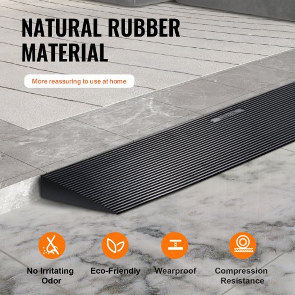 Natural Rubber Cuttable Doorway Accessibility Ramp Wide Wheelchair Threshold Ramp 2