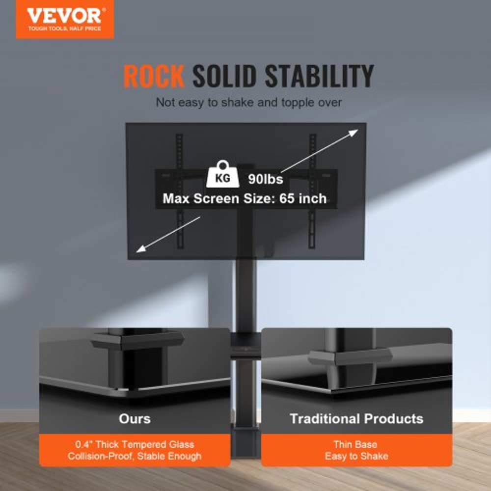 Premium Height Adjustable Floor TV Stand With Swivel Mount For TVs 1