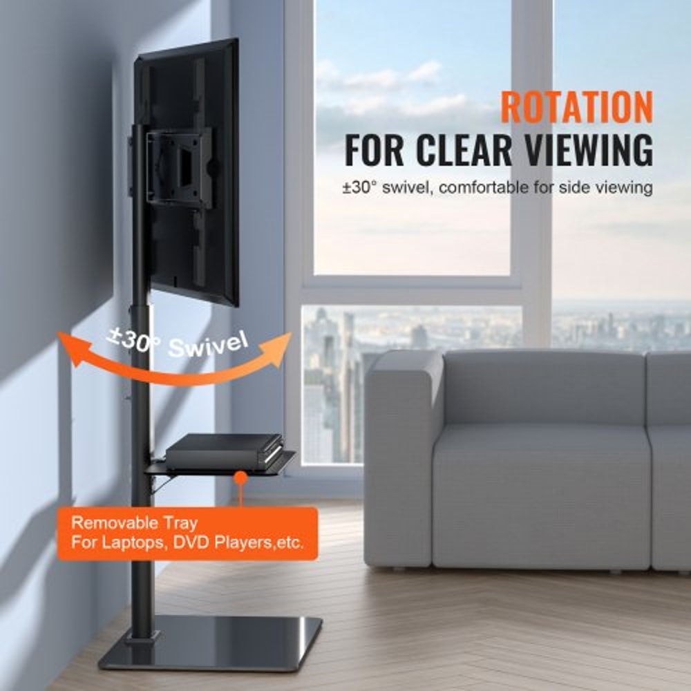Premium Height Adjustable Floor TV Stand With Swivel Mount For TVs 3