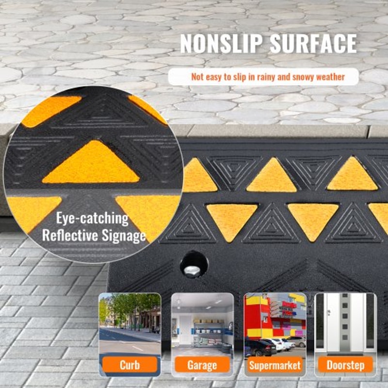 HeavyDuty Rubber Curb Ramp Set 2Pack 15Ton Driveway Wheelchair Threshold Ramp 3