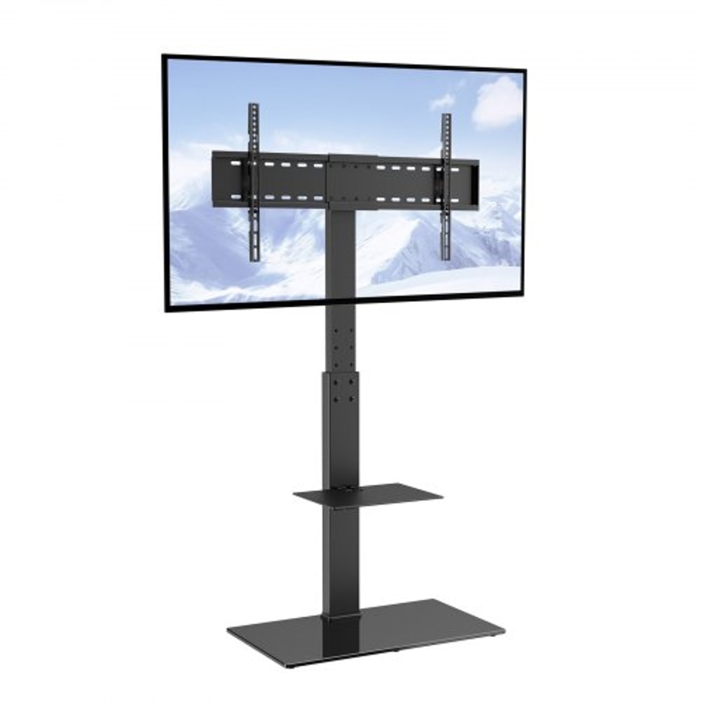 VEVOR Adjustable Swivel TV Floor Stand For 3285 Inch TVs With Tempered Glass Base 0