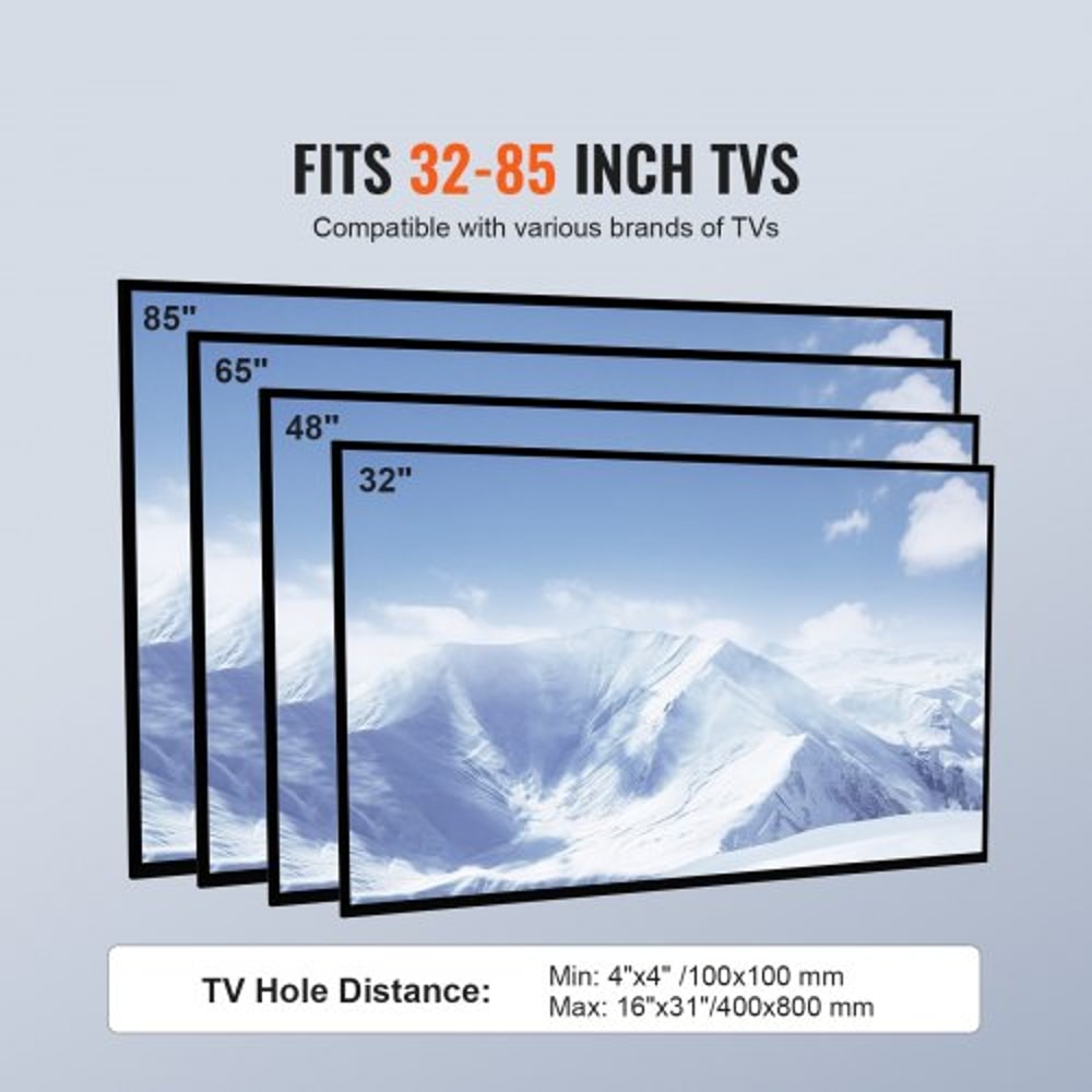 VEVOR Adjustable Swivel TV Floor Stand For 3285 Inch TVs With Tempered Glass Base 5
