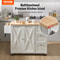 Rolling Kitchen Island Cart With Solid Wood Top Drop Leaf Storage Cabinet 2