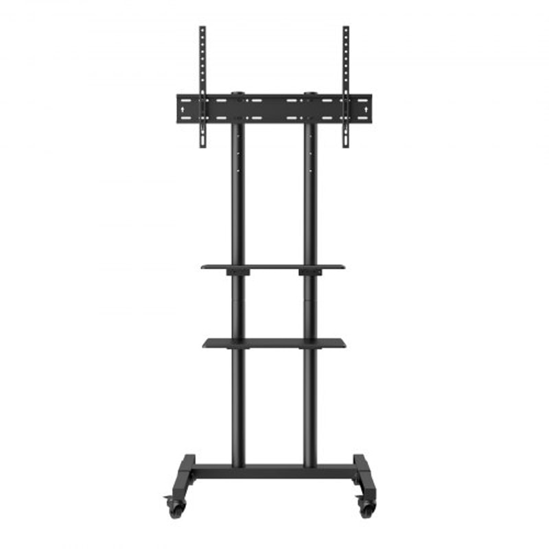 Adjustable Mobile TV Stand For TVs With Wheels Dual Trays 8