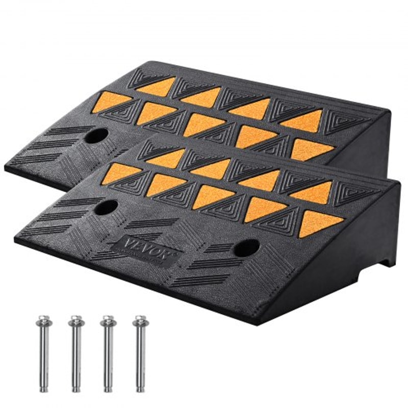 Heavy Duty Rubber Curb Ramp Set Rise Driveway Wheelchair Threshold Ramps 2Pack 0