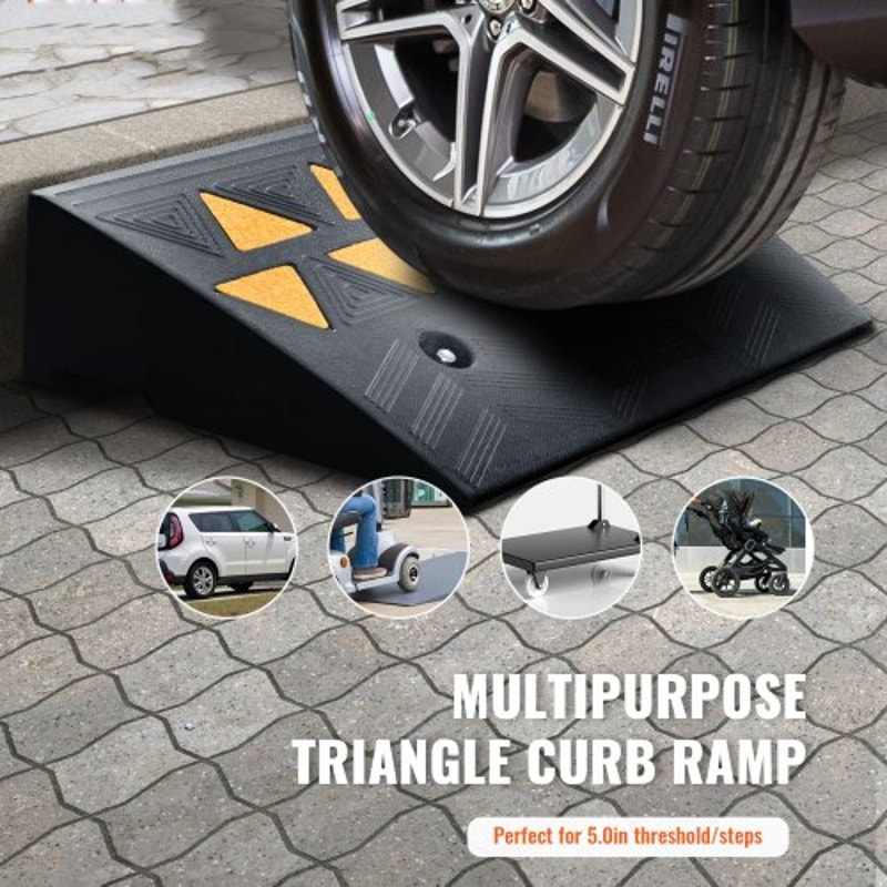 Heavy Duty Rubber Curb Ramp Set Rise Driveway Wheelchair Threshold Ramps 2Pack 2
