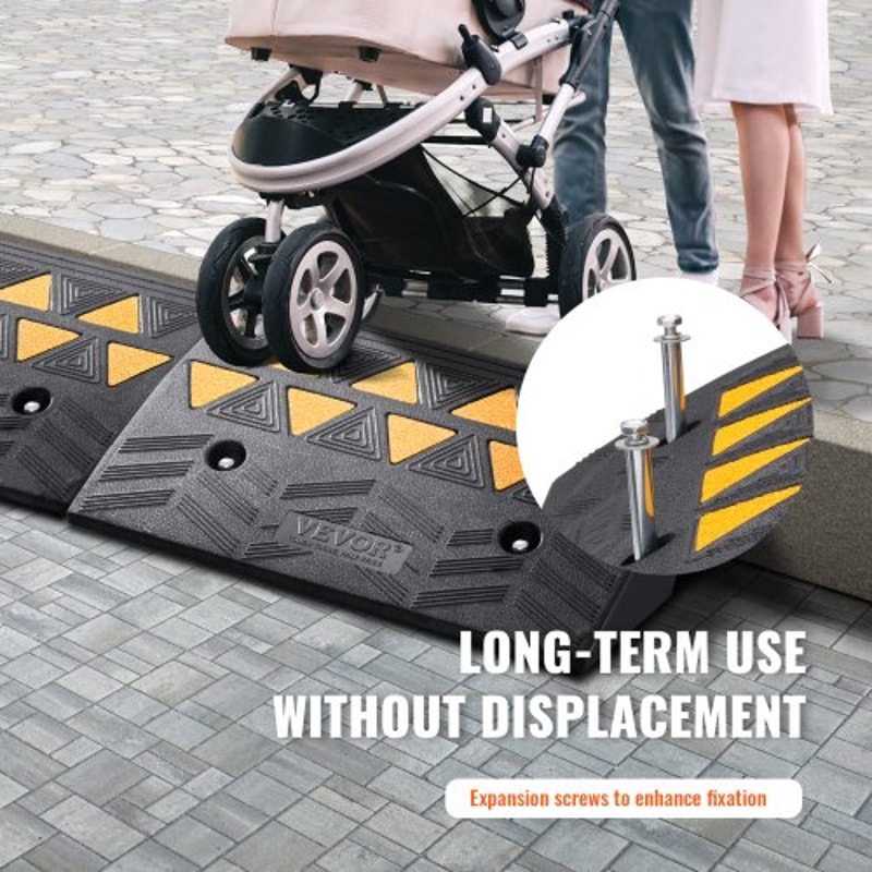 Heavy Duty Rubber Curb Ramp Set Rise Driveway Wheelchair Threshold Ramps 2Pack 1