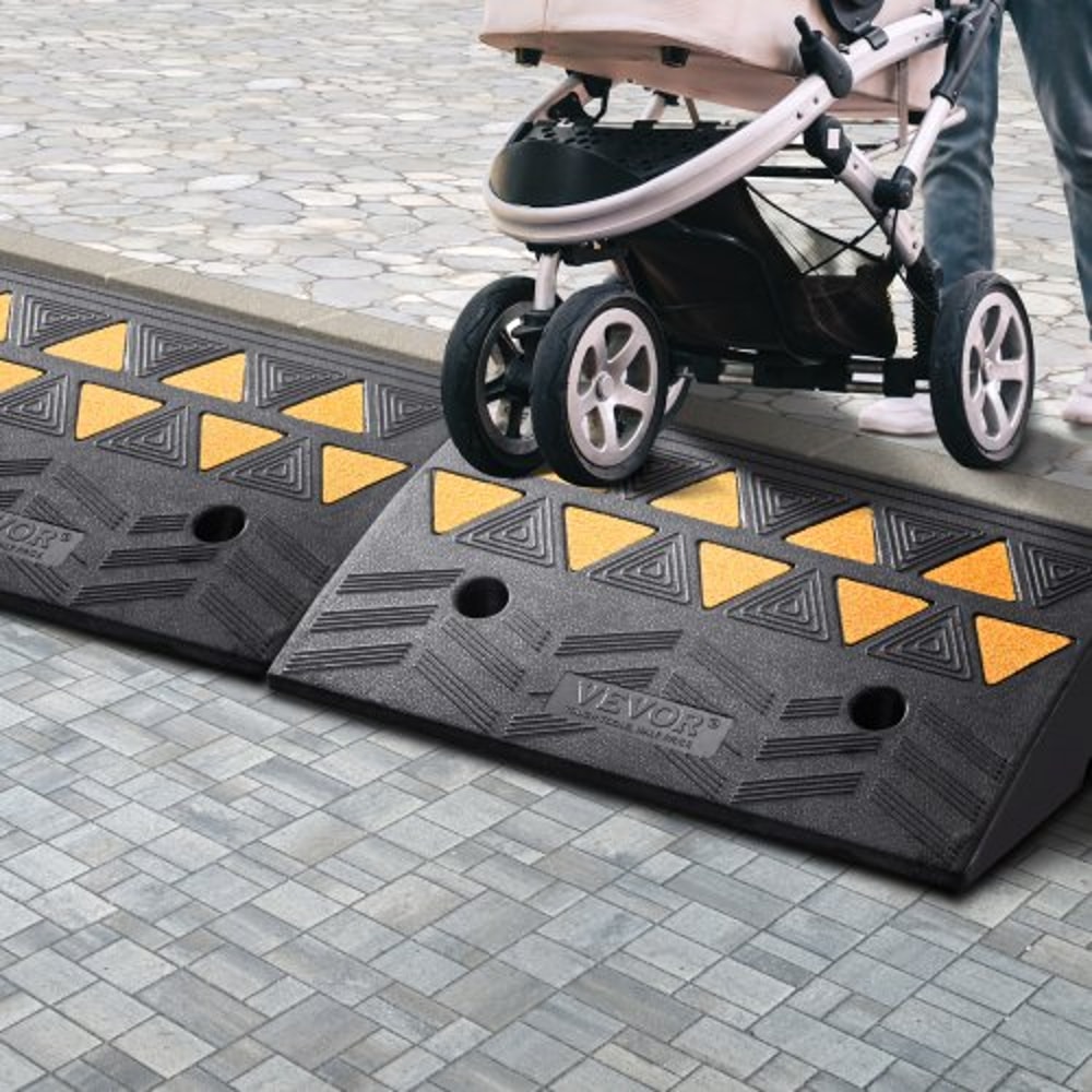 Heavy Duty Rubber Curb Ramp Set Rise Driveway Wheelchair Threshold Ramps 2Pack 6