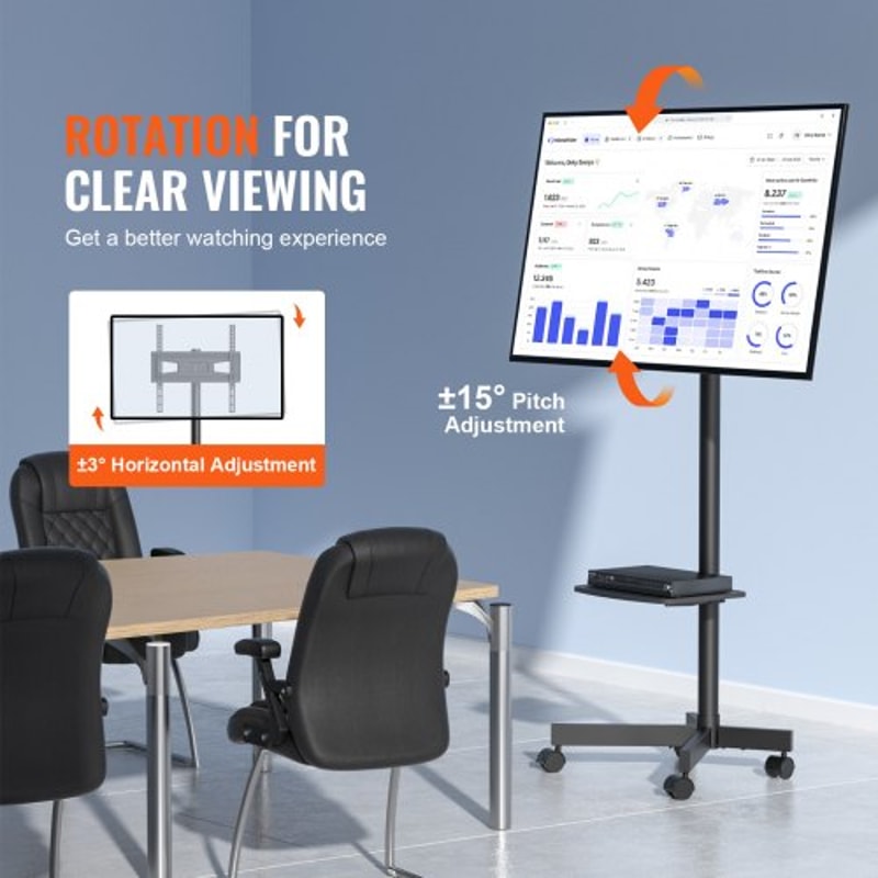 Height Adjustable Mobile TV Stand Rolling TV Cart For Screens 2
